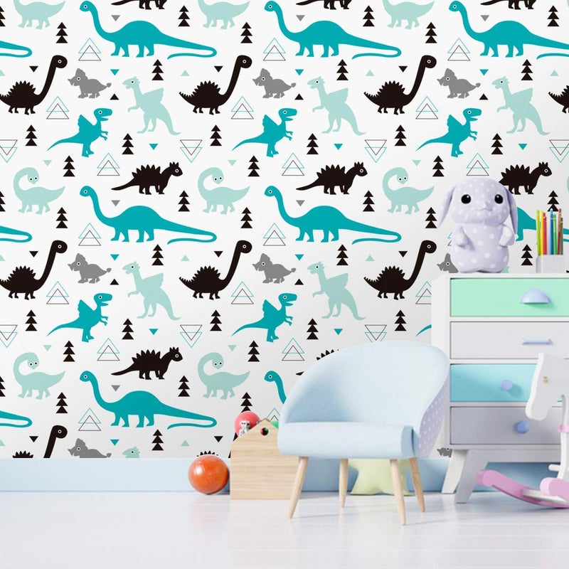 Taogift Peel and Stick Dinosaur Cartoon Contact Paper Wallpaper for Kids Boys Room Bedroom Walls Decoration 17.7x78.7 Inches - Image 4